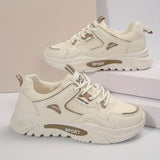 Stylish Women's Chunky Sole Sneakers - Breathable, Fashionable, Lace-up Athletic Shoes for Walking, Running, and Casual Wear - Comfortable, Lightweight, and Versatile Footwear for Everyday Activities