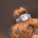 Purpdrank  Korean-Style Lattice Hairband for apple Watch Strap - Cute Elastic Nylon Band with Push Button Butterfly Clasp, Floral Pattern, 46mm-49mm Compatible, Stylish Accessory for Series 6, SE, 7, 8, 9, 10, Accessory|Flora