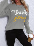 Elegant Fall/Winter Knit Sweater for Women - Cozy Long Sleeve, Crew Neck with Chic Letter Tape Detail