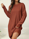 Casual Chic Solid Sweater Dress - Cozy Acrylic Knit, Comfort Fit Crew Neck for Stylish Women's Fall/Winter Wardrobe