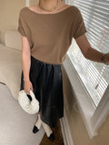 Purpdrank - Stylish Loose Solid Color Boat Neck Knitwear Pullovers Tops