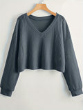 Stylish Solid Color V-Neck Sweater - Women's Elegant Long Sleeve Pullover for Spring and Fall - Soft, Cozy, and Versatile Clothing for Everyday Wear