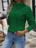 Cozy Cable Knit Turtle Neck Sweater - Women's Elegant Long Sleeve Pullovers for Fall & Winter - Soft, Warm, and Chic Clothing for Ladies