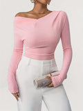 Rib Knit V Neck Sweater, Casual Long Sleeve Sweater For Fall & Winter, Women's Clothing