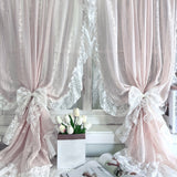 Purpdrank  2pcs Pastoral Floral Sheer Curtains, Romantic Lace Yarn Voile Drapes for Cafe, s' Room, Bedroom Decor, 59 Inches Wide