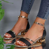 Purpdrank [Low-heeled Sequined Women's Sandals] Women's Low-heeled Sequined Sandals