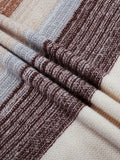 Purpdrank Plus Size Multicolor Knitted Sweater, Long Sleeve Crew Neck Casual Pullover Top for Fall & Winter Women's Clothing