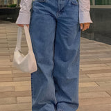 Purpdrank Chic Womens High Waist Wide Leg Denim Pants - Casual, Baggy & Y2K Inspired - Comfortable, Fashion-Forward Style - Premium Jeans for Trendy Girls