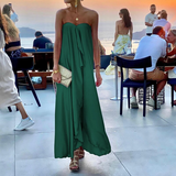 Purpdrank - Elegant Off Shoulder Party Long Dress Fashion Women Satin Swing Loose Dress Chic Boho Sleeveless Chest Wrap Beach Dresses