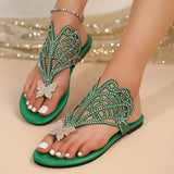 Purpdrank [Summer Rhinestone Butterfly Sandals] Women's Rhinestone Butterfly Decor Slide Sandals, Fashion Clip Toe Summer Shoes, Lightweight Slide Sandals