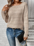 Boat Neck Drop Shoulder Pullover Sweater, Elegant Solid Color Long Sleeve Sweater For Spring & Fall, Women's Clothing