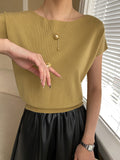 Purpdrank - Stylish Loose Solid Color Boat Neck Knitwear Pullovers Tops