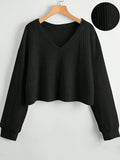 Stylish Solid Color V-Neck Sweater - Women's Elegant Long Sleeve Pullover for Spring and Fall - Soft, Cozy, and Versatile Clothing for Everyday Wear