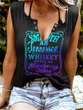 Purpdrank Smooth As Tennessee Whiskey, Sweet As Strawberry Wine" Women's Sleeveless V-Neck Tank Top - Casual, Machine Washable, Polyester Blend with Ring Detail - Perfect for Country Music Nights, Country Music T Shirts