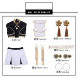 Purpdrank  Rumi Zoey Mira Cosplay , Costume Wig Women Black Golden Suit Halloween Party Role Playing Outfit