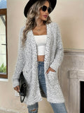 Double Pockets Elegant Long Sleeve Cardigan, Drop Shoulder For Fall & Winter, Women's Clothing