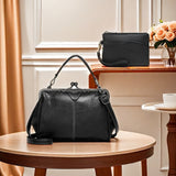 Purpdrank Chic Vintage-Inspired Faux Leather Handbag with Kiss Lock - Versatile Crossbody & Clutch Purse for Women, Durable & Lightweight, Perfect Gift for Mom or Girlfriend