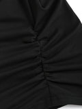 Button Decor Plain Color T-shirt, Versatile Long Sleeve Top For Spring & Fall, Women's Clothing