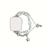 Purpdrank  Elegant Cat's Eye Stone Jewelry Strap With Star Pendant For Use With Apple Watch Series 9/8/7/SE/6/5/4/3/2/1