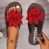 Purpdrank [Satin Flower Flat Sandals] Women's Satin Flower Flat Sandals, Stylish & Lightweight Open Toe Non-Slip Beach Flip Flops, Casual Summer Slides