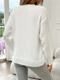 American Flag Pattern Crew Neck Long Sleeve Sweater - Soft Medium Stretch Acrylic Knit Fabric, Elegant Casual Style, Regular Fit, Hand Wash or Dry Clean, Perfect for Fall and Winter - Womens Clothing