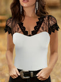 Elegant Women's T-Shirt - Chic Knit Top with Stretch Fit, Solid Color, Versatile for Spring to Fall, Easy Maintenance