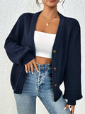 Cozy Chic Solid Button Down Knit Cardigan - Soft, Casual, Long Sleeve, Loose Fit Sweater for Women - Perfect for Everyday Wear, Work, or Date Night - Women's Clothing