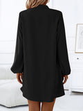 Effortlessly Chic Solid Color V-Neck Dress - Long Sleeve, Loose Fit for Spring & Fall - Stylish Womens Wardrobe Essential