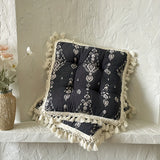 Purpdrank  2-Pack Bohemian Style Tassel Pillows - Soft, Durable Polyester Cushions with Floral Patterns, Perfect for Home & Office Decor, Machine Washable, All-Season Use, Office Decor Pillows | Bohemian Style Pillows | Durab
