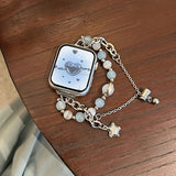Purpdrank  Elegant Cat's Eye Stone Jewelry Strap With Star Pendant For Use With Apple Watch Series 9/8/7/SE/6/5/4/3/2/1