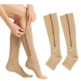 1pair Comfortable Compression Socks with Easy Side Zipper for Men and Women - Reduce Swelling and Improve Circulation