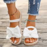 Purpdrank Casual Lightweight Slide Sandals - Women's Bowknot Decor Open Toe Flat Summer Shoes