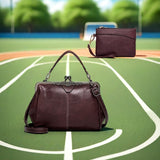 Purpdrank Chic Vintage-Inspired Faux Leather Handbag with Kiss Lock - Versatile Crossbody & Clutch Purse for Women, Durable & Lightweight, Perfect Gift for Mom or Girlfriend
