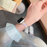 Purpdrank  1pc Elegant White Laser Resin Strap for iWatch Series 3-10, SE, 38mm-49mm, Synthetic Resin Foldover Clasp, Stylish Replacement Bracelet for Teenagers