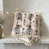 Purpdrank  2-Pack Bohemian Style Tassel Pillows - Soft, Durable Polyester Cushions with Floral Patterns, Perfect for Home & Office Decor, Machine Washable, All-Season Use, Office Decor Pillows | Bohemian Style Pillows | Durab