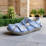 Purpdrank  TMA EYES Women's Summer Sandals - French Retro Design with Adjustable Hook-and-Loop Closure, Breathable Hollow-Out Toe, Low Heel & Cushioned Insole, Durable TPR Sole - Casual Comfort for Warm Weather, Strappy Sanda