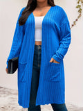 Purpdrank Cozy Plus Size Solid Color Open Front Cardigan - Soft, Long Sleeve, Dual Pockets, Casual, Fall Essential - Women's Comfortable Plus Size Clothing for Everyday Wear