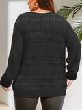 Chic Plus Size V-Neck Sweater – Breathable Hollow Out Design with Long Sleeves – Versatile Sheer Pullover for Everyday Wear