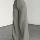 Purpdrank  Women's High-Waisted Wide-Leg Pants - Corduroy-Textured Casual Trousers with Relaxed Fit, Side Pockets & All-Season Comfort, Machine Washable Beige Trousers for Women