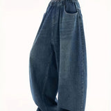 Purpdrank Chic Y2k Baggy Denim Pants - Wide Leg Elastic Waist for Women - Comfortable & Stylish Loose Fit Streetwear Jeans with Slant Pockets