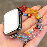 Purpdrank  1pc Cute Bear Gummy Apple Watch Band, Dopamine Summer Candy Color Transparent Bear Strap | Compatible with iWatch Series 10/9/SE/8/Ultra 2, Adjustable Beaded Strap for 46mm/42mm/41mm/40mm/44mm/45mm/49mm - Simple &