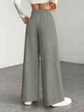 Purpdrank  Women's High-Waisted Wide-Leg Pants - Corduroy-Textured Casual Trousers with Relaxed Fit, Side Pockets & All-Season Comfort, Machine Washable Beige Trousers for Women