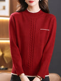 Cozy Cable Knit Pocket Mock Neck Sweater - Women's Pullovers with Elegant Long Sleeve Design, Perfect for Fall & Winter - Soft, Warm and Chic Women's Clothing for Everyday Wear