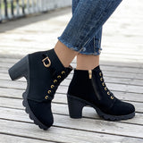 Women's Chunky Heeled Ankle Boots, Solid Color Side Zipper Boots, Beer Festival Dress Shoes