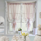 Purpdrank  2pcs Pastoral Floral Sheer Curtains, Romantic Lace Yarn Voile Drapes for Cafe, s' Room, Bedroom Decor, 59 Inches Wide