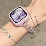 Purpdrank  Korea Cute Bling Glitter Bow Bunny Pendant Change Elastic Band + Case Compatible with for apple Watch Band Series S10 9 8 7 6 5 4 SE S10 42Mm 46Mm 38 40 41Mm 42 44 45Mm 49Mm Summer Girl Strap