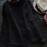 Purpdrank Plus Size Solid Color Cable Knitted Cardigan, Casual Button Front Long Sleeve Cardigan, Women's Plus Size Clothing
