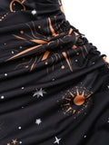 Vibrant Starry Sky Print Tank Top - Ring Linked with Fluttering Butterfly Lace - Effortlessly Chic Summer Wear for Women
