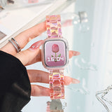 Purpdrank  1pc Elegant White Laser Resin Strap for iWatch Series 3-10, SE, 38mm-49mm, Synthetic Resin Foldover Clasp, Stylish Replacement Bracelet for Teenagers