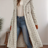 Purpdrank Cozy Plus Size Fuzzy Hooded Coat - Soft, Warm, Long Sleeve, Open Front Design for Fall & Winter - Women's Comfortable Outerwear for Curvy Figures